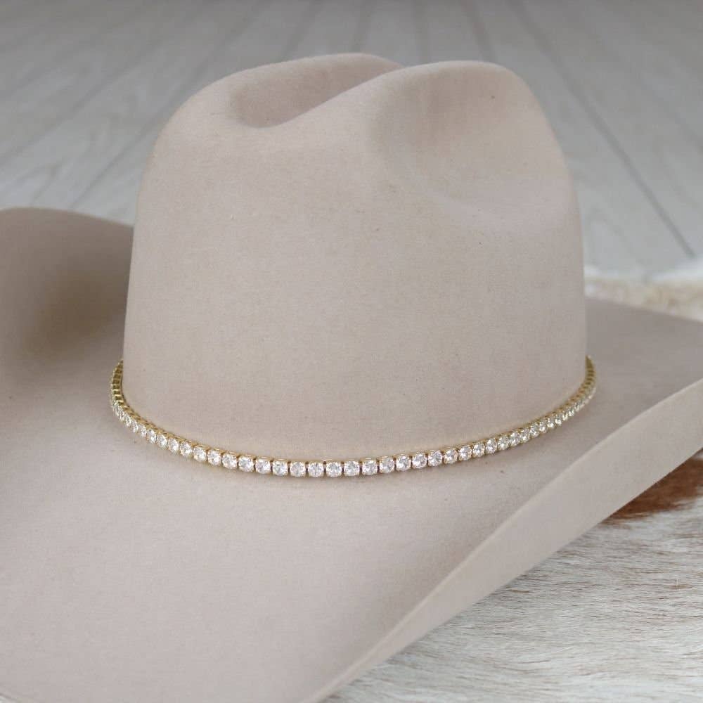14K Tennis Chain Rhinestone Hat Band