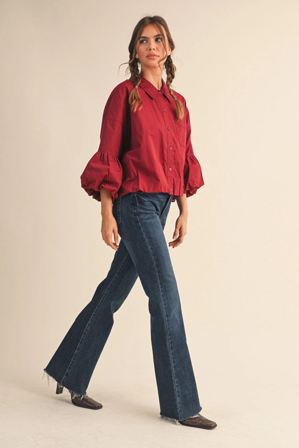 Bubble Sleeve Button Down