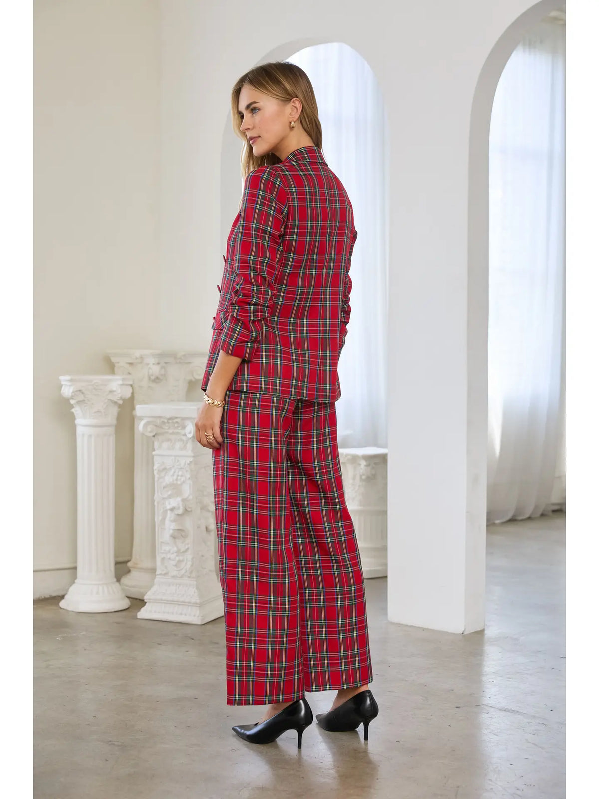 Check Yourself Plaid Double Breasted Blazer