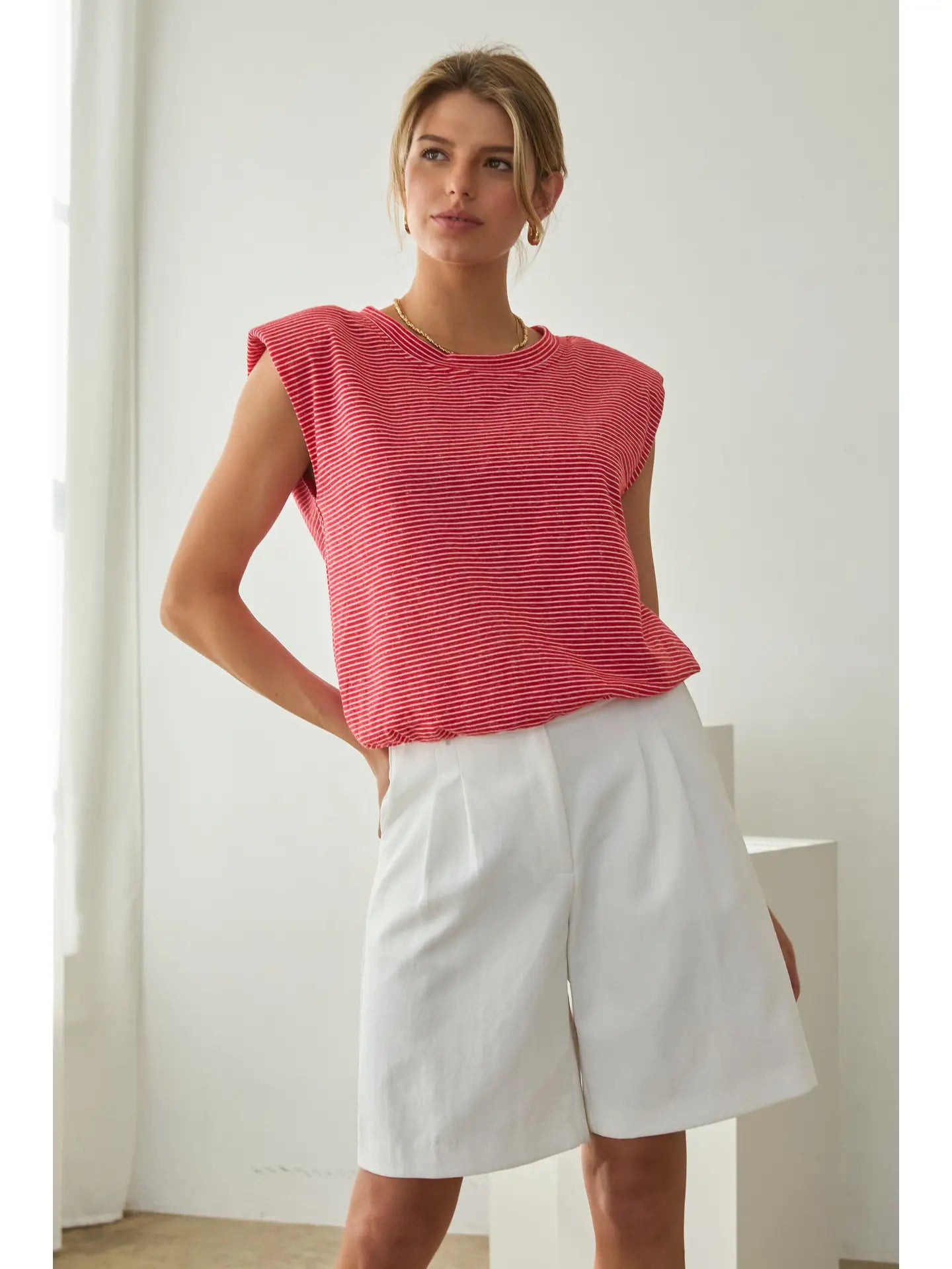 Stripe Knit Bubble Hem Tank