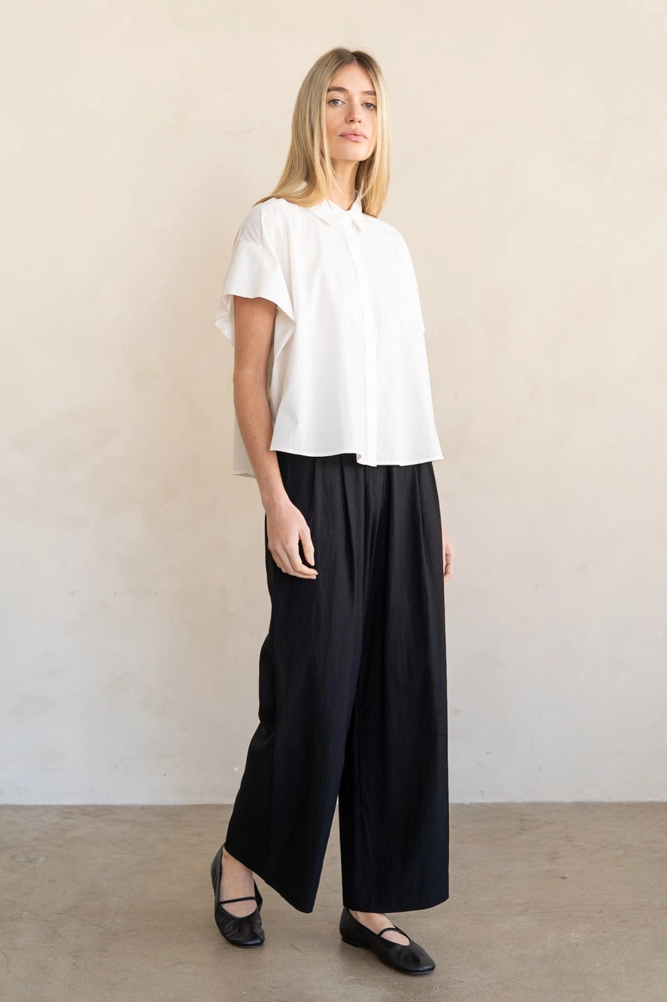 Boxy Short Sleeve Button-Up Shirt