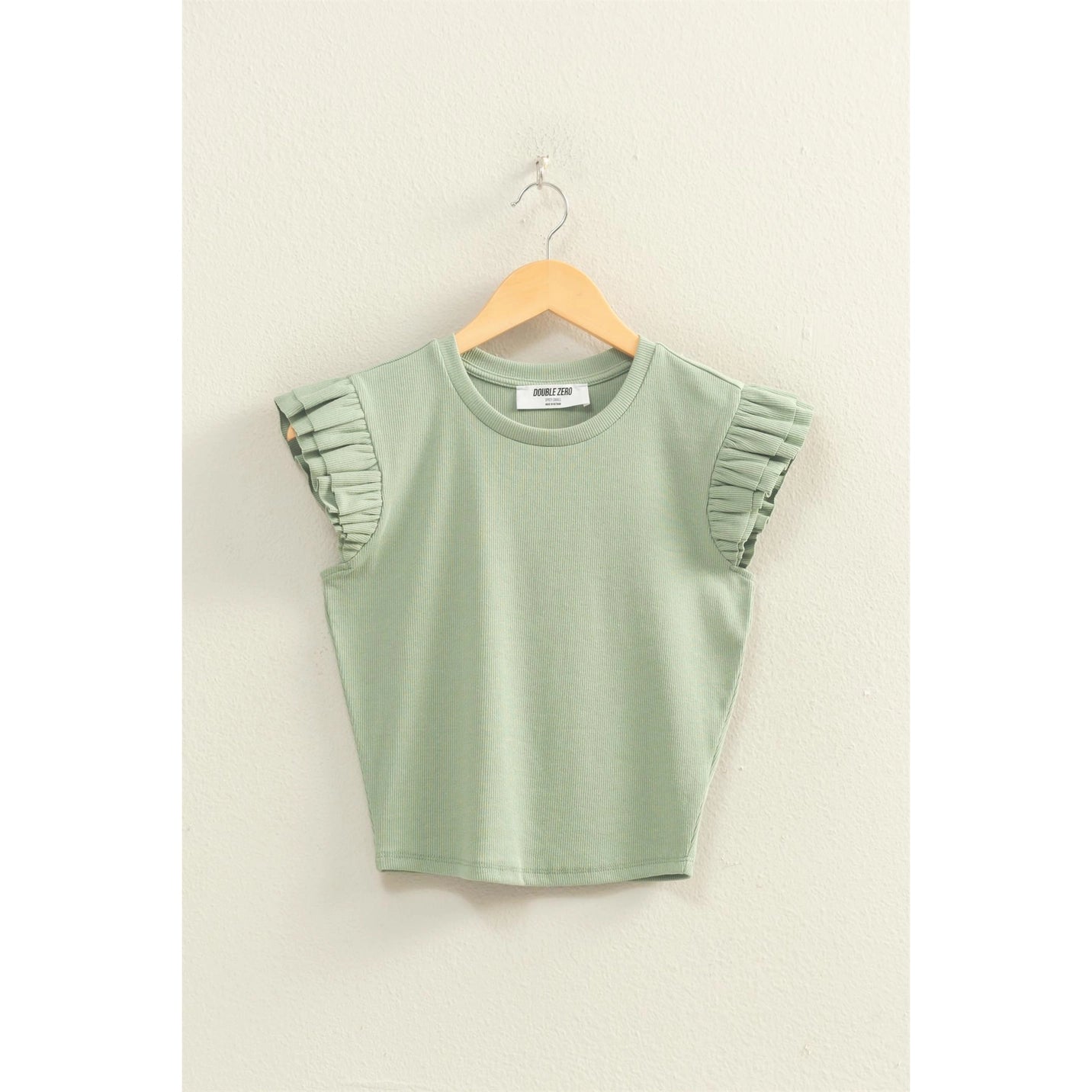 Flutter Sleeve Ribbed Crop