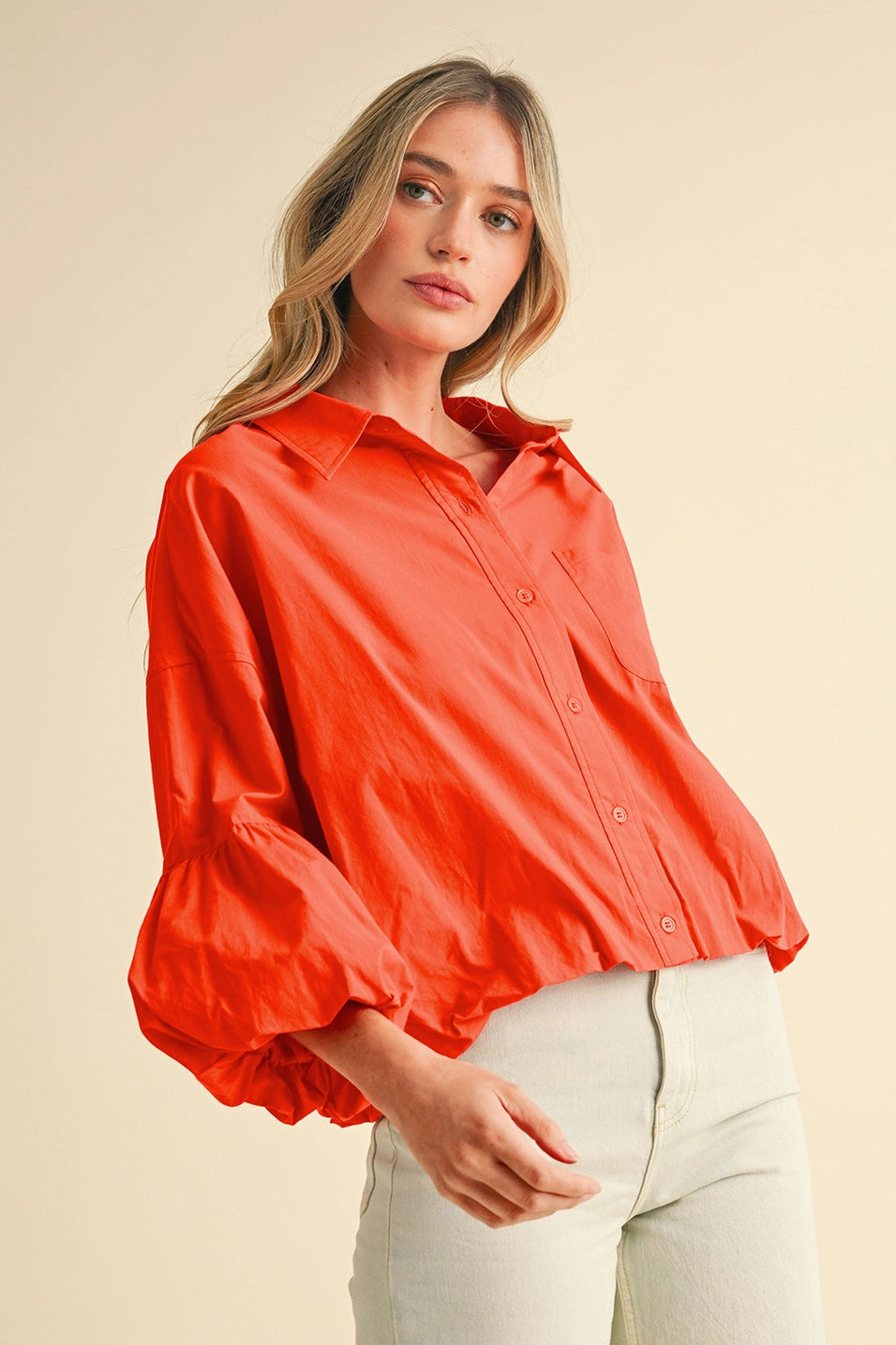 Bubble Sleeve Button Down