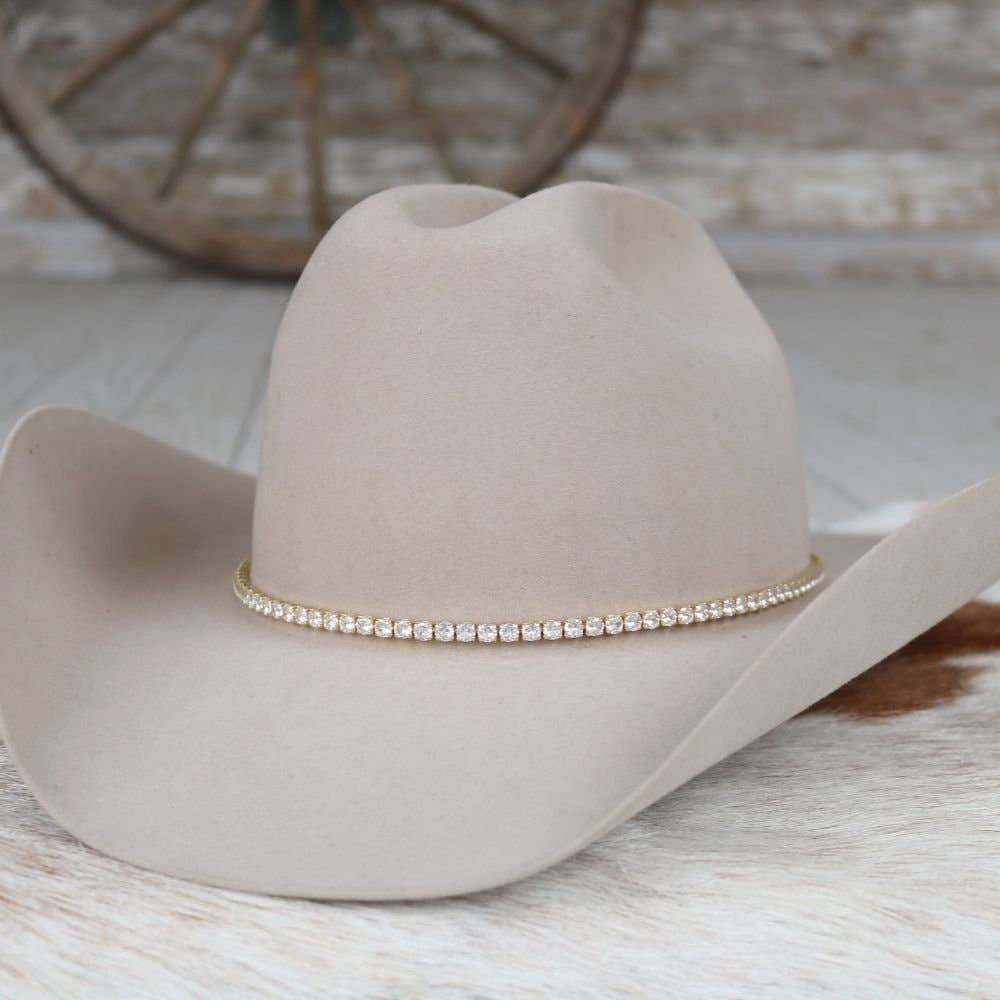 14K Tennis Chain Rhinestone Hat Band