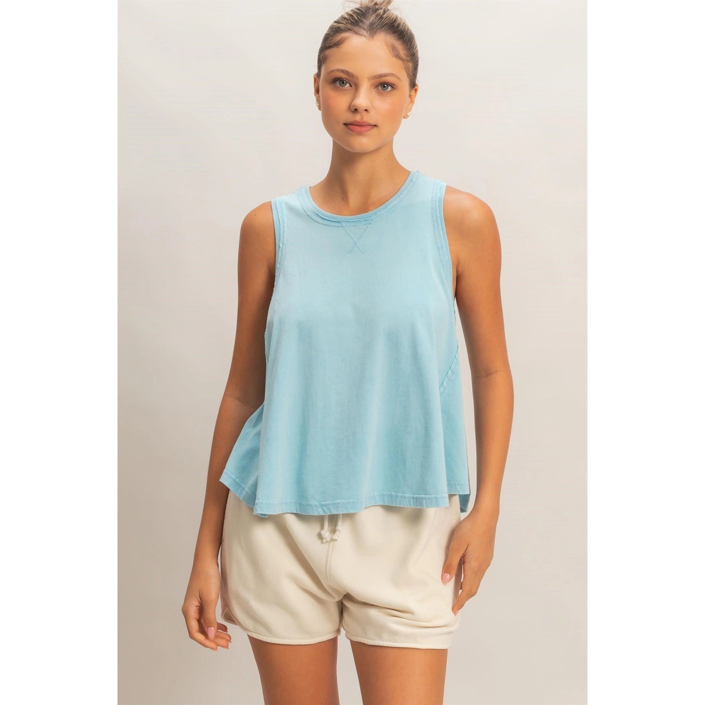 Raw Edge Details Sleeveless Top