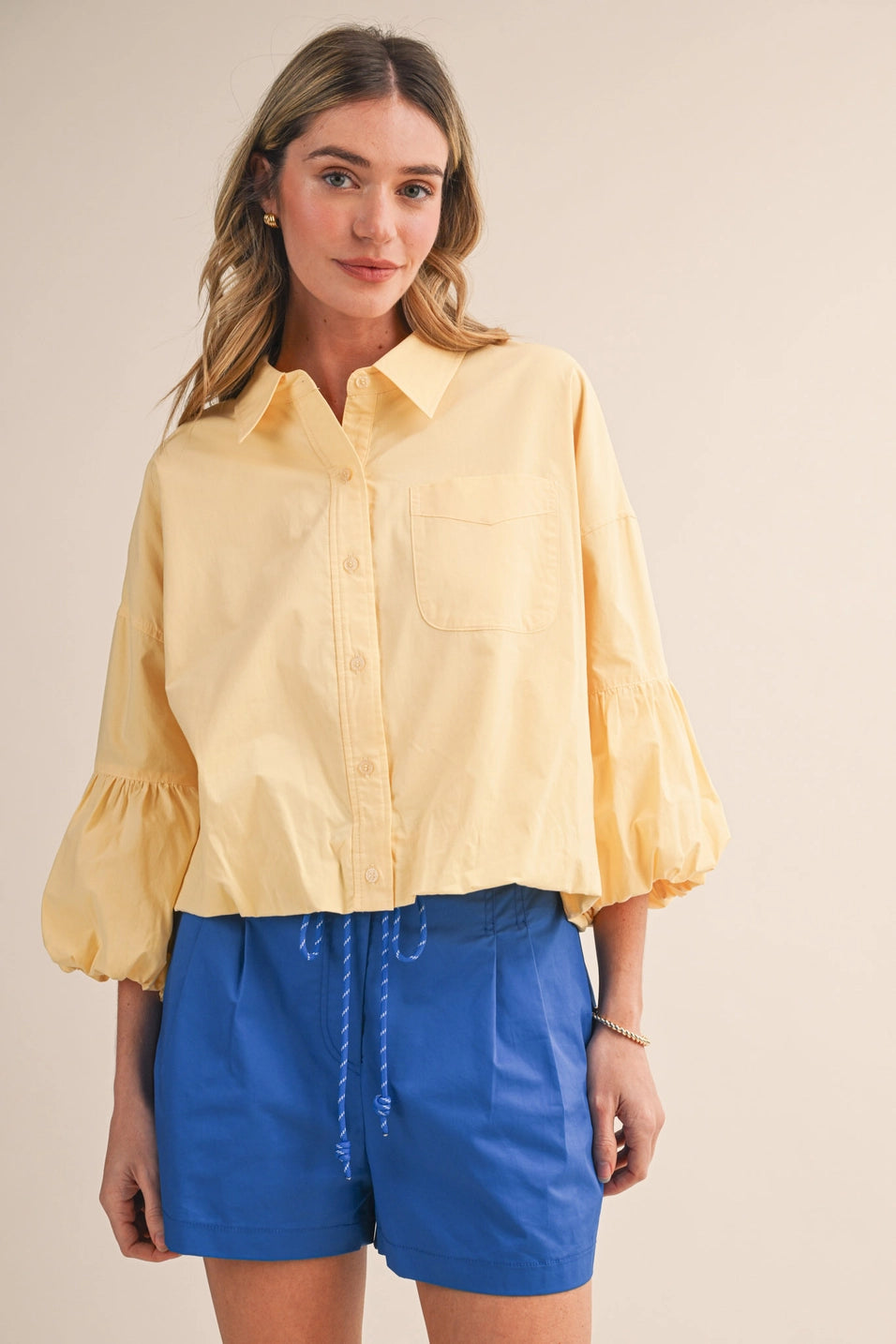 Bubble Sleeve Button Down