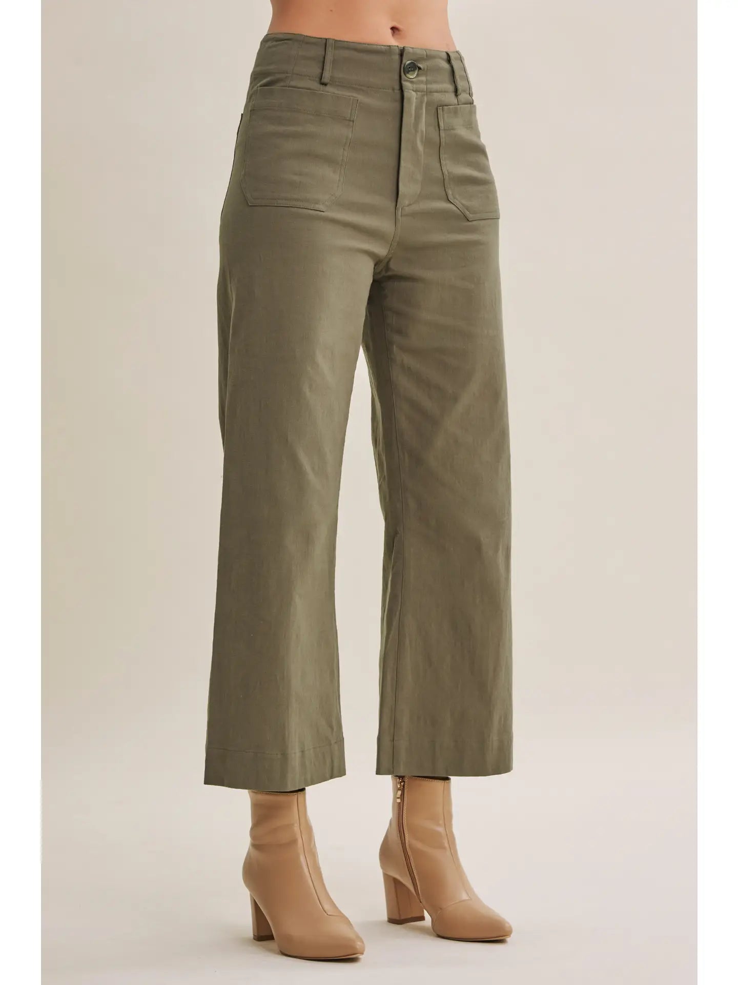 Linen Blend Ankle Pants