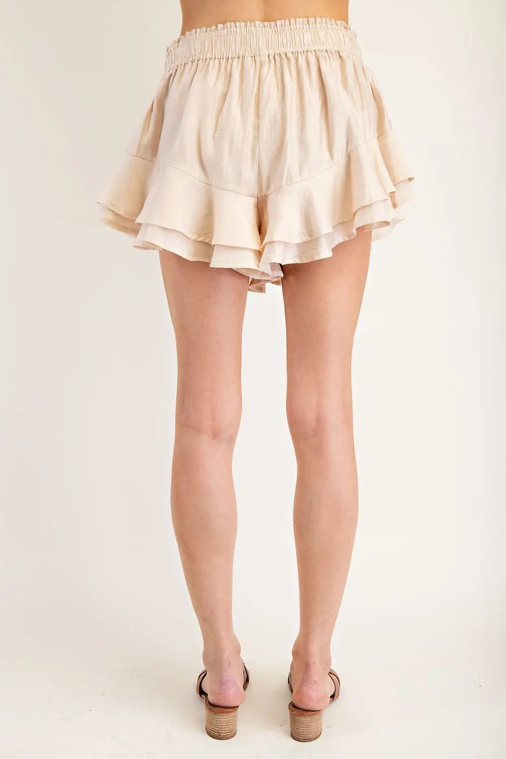 Solid Flowy Tiered Shorts