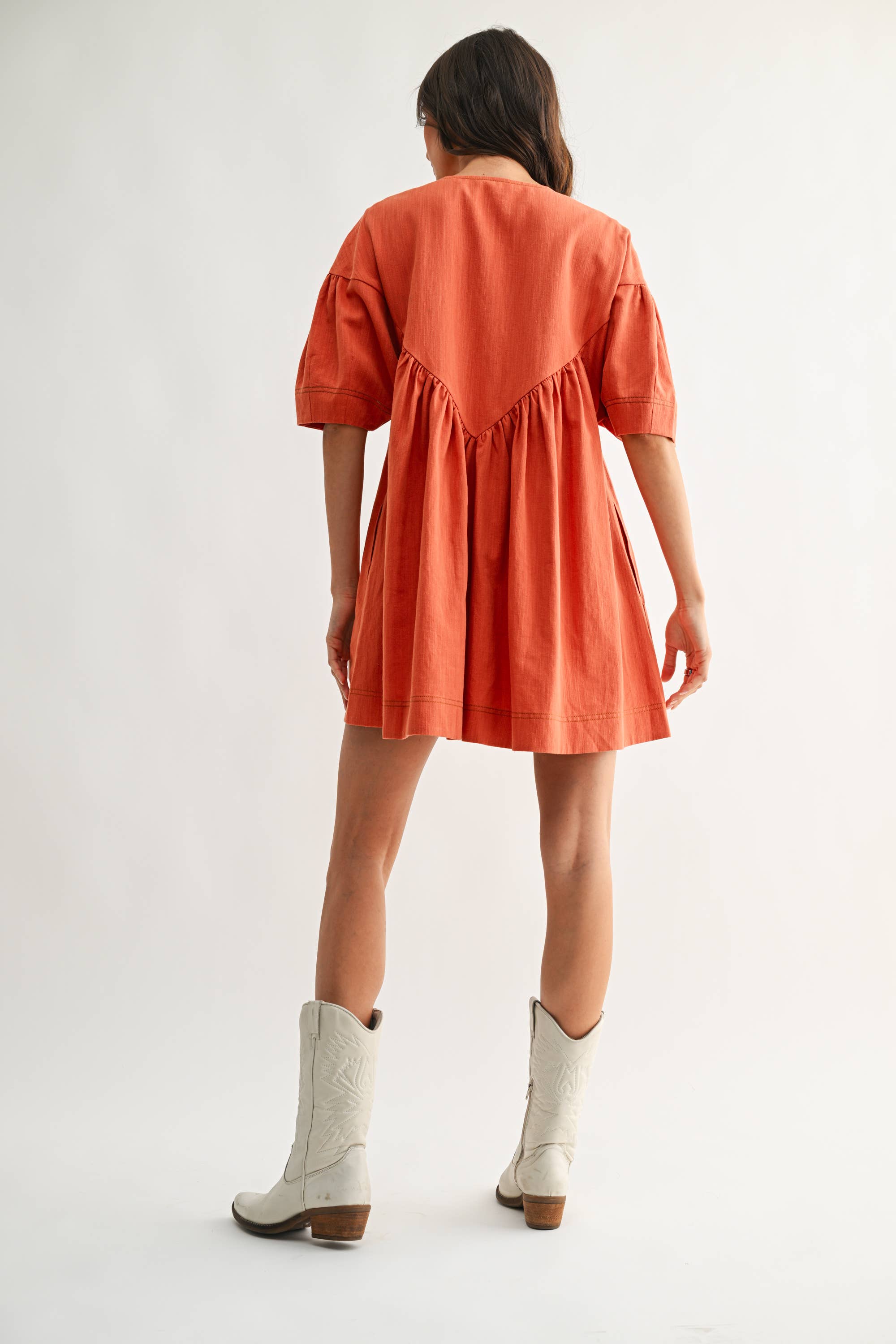 CJD26988 Embroidered Linen Tunic Dress