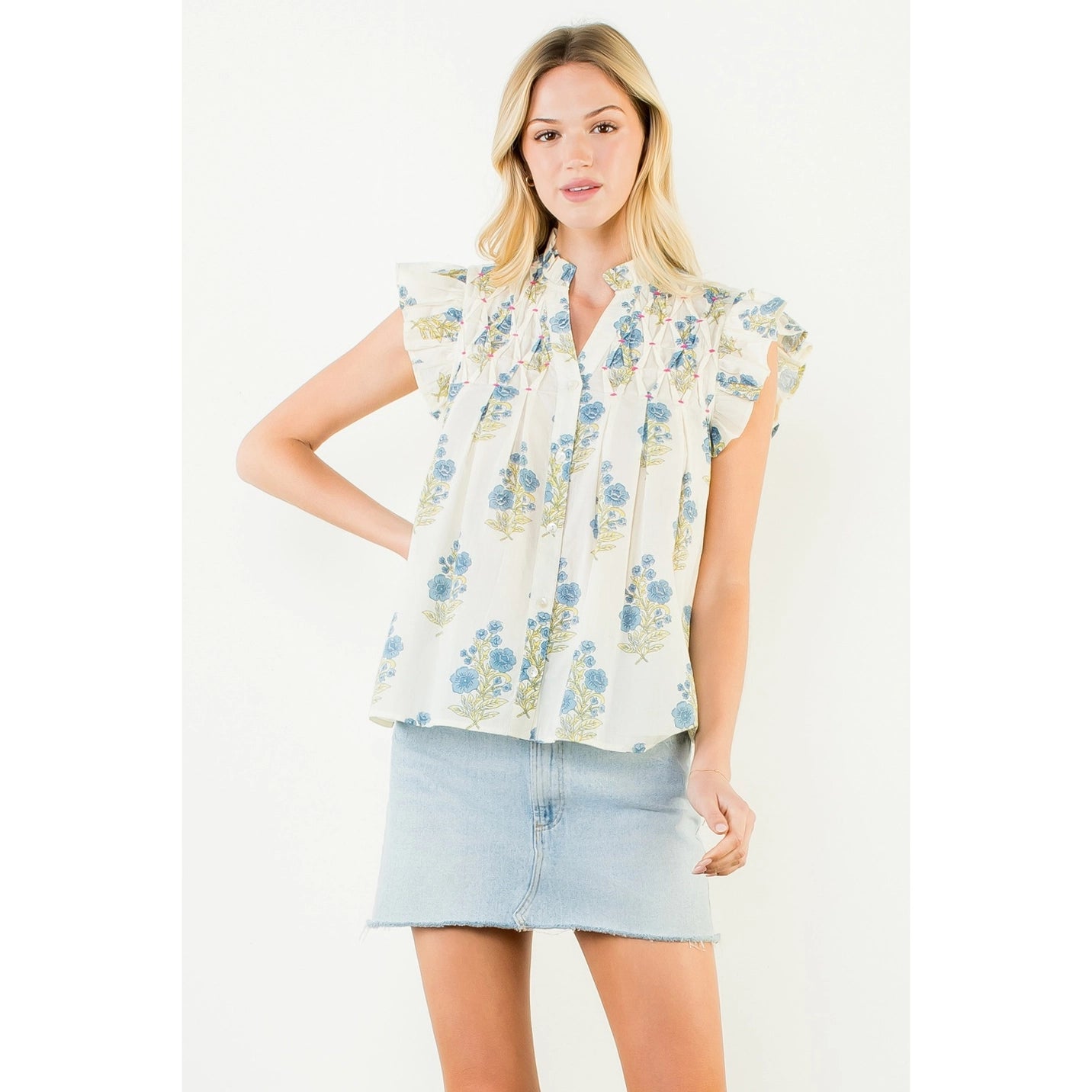 Flutter Sleeve Floral Top
