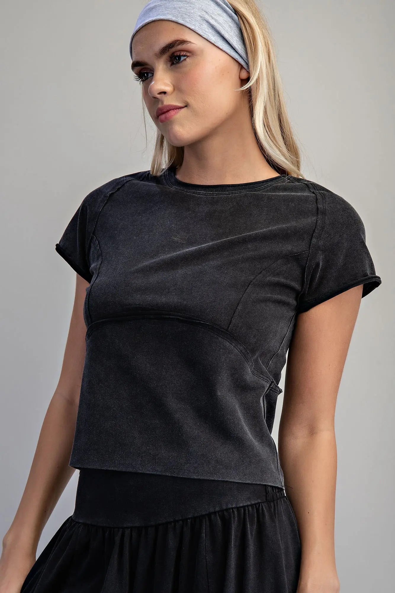 Mineral Washed Solid Cropped T-Shirt