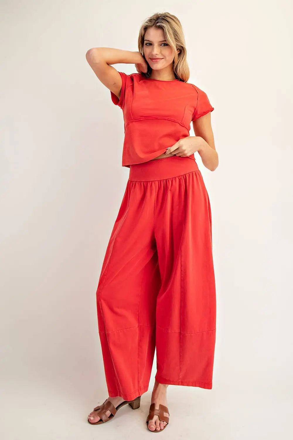 Mineral Washed Wide Leg Pants