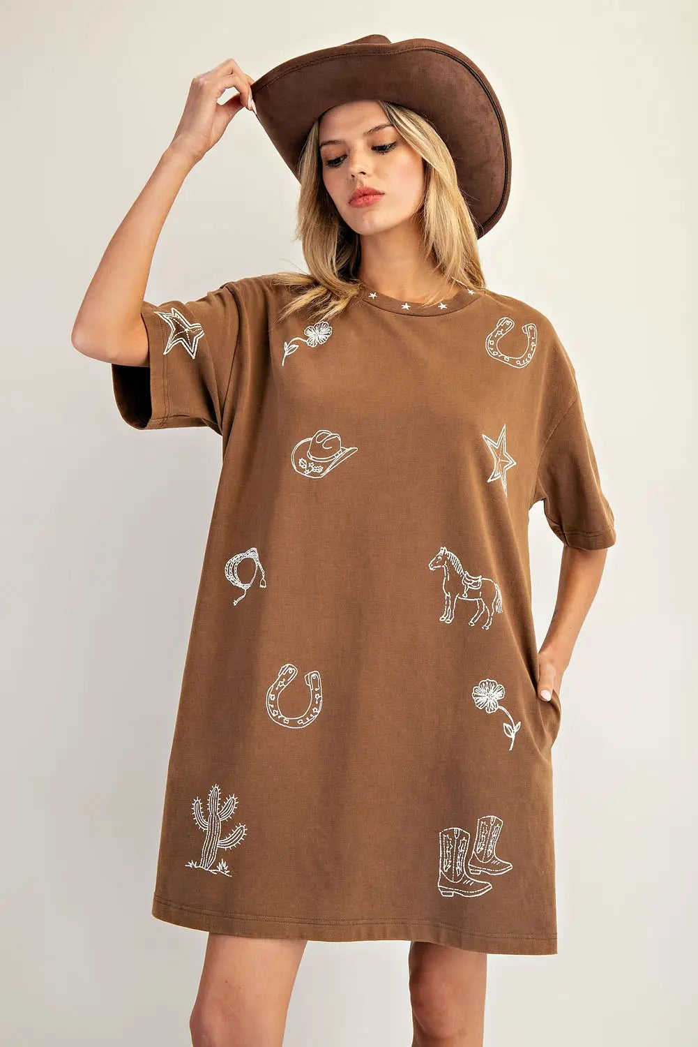 Snow Wash Western Inspired T-shirt DresS