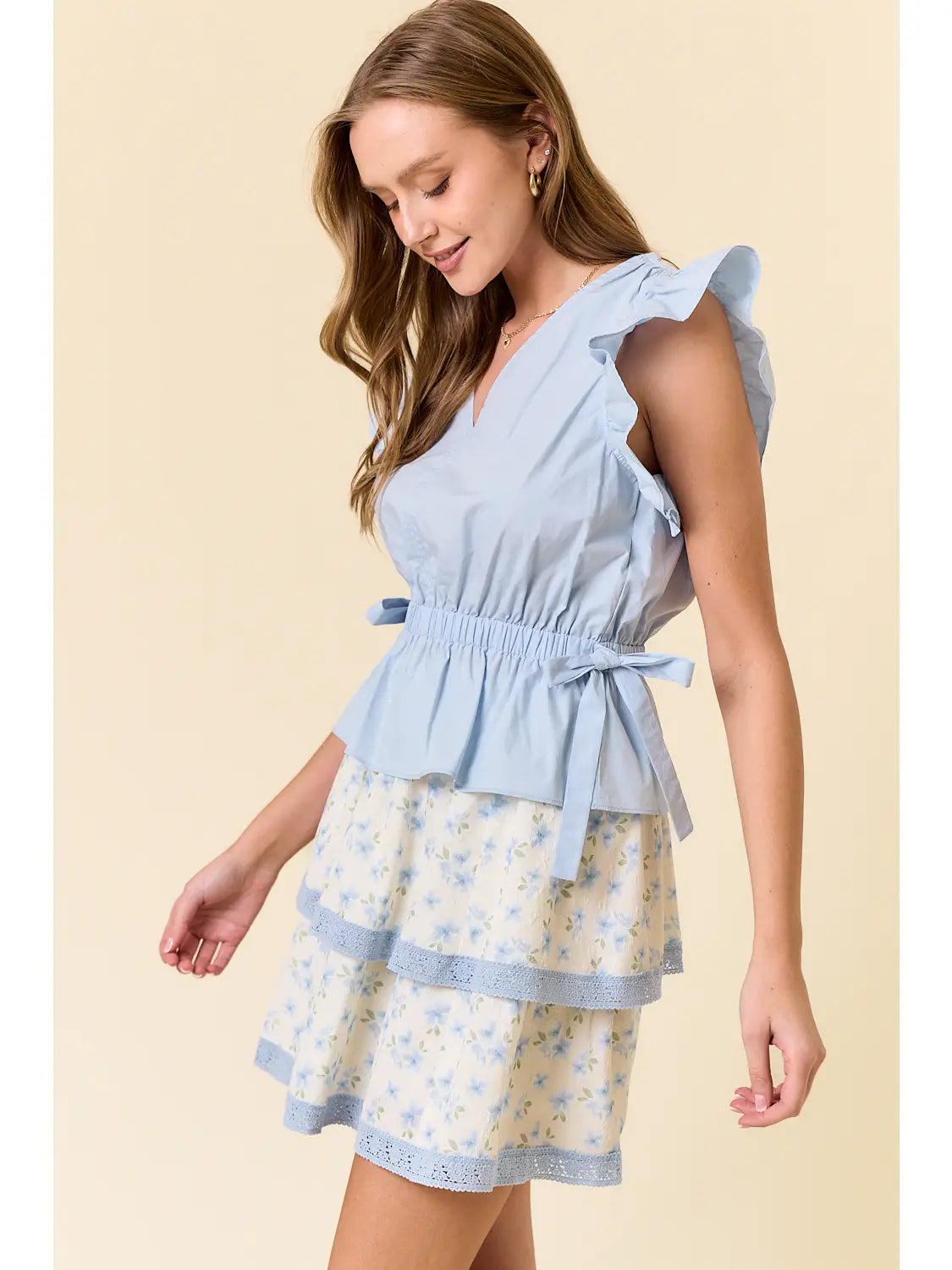 Flutter Sleeve Peplum Top