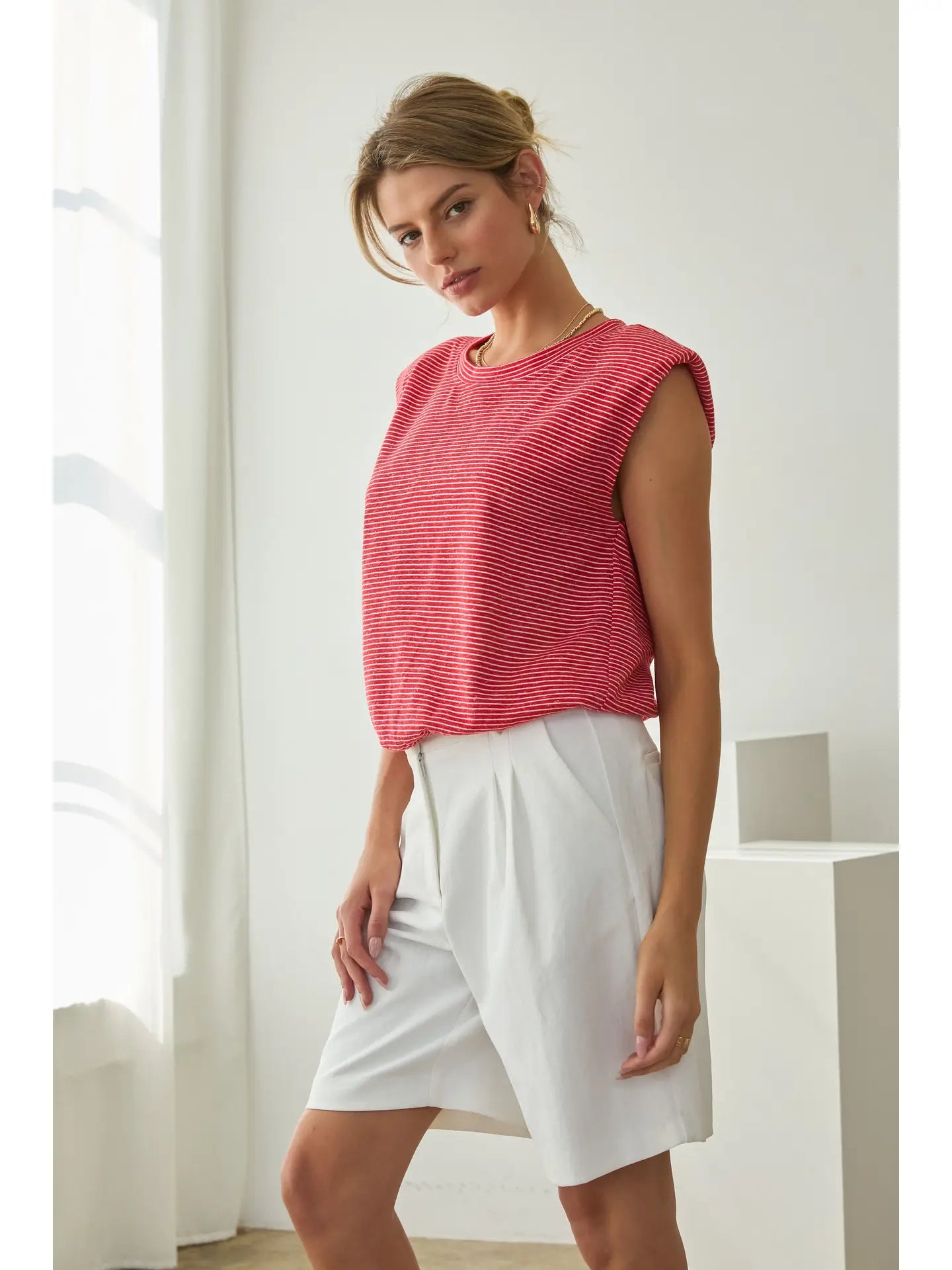 Stripe Knit Bubble Hem Tank