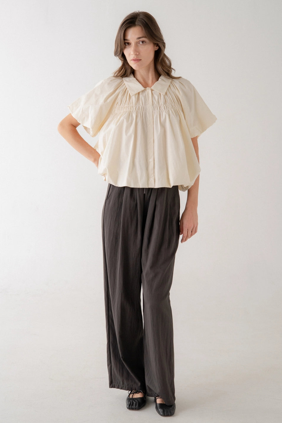 Puff Sleeve Button Down Blouse