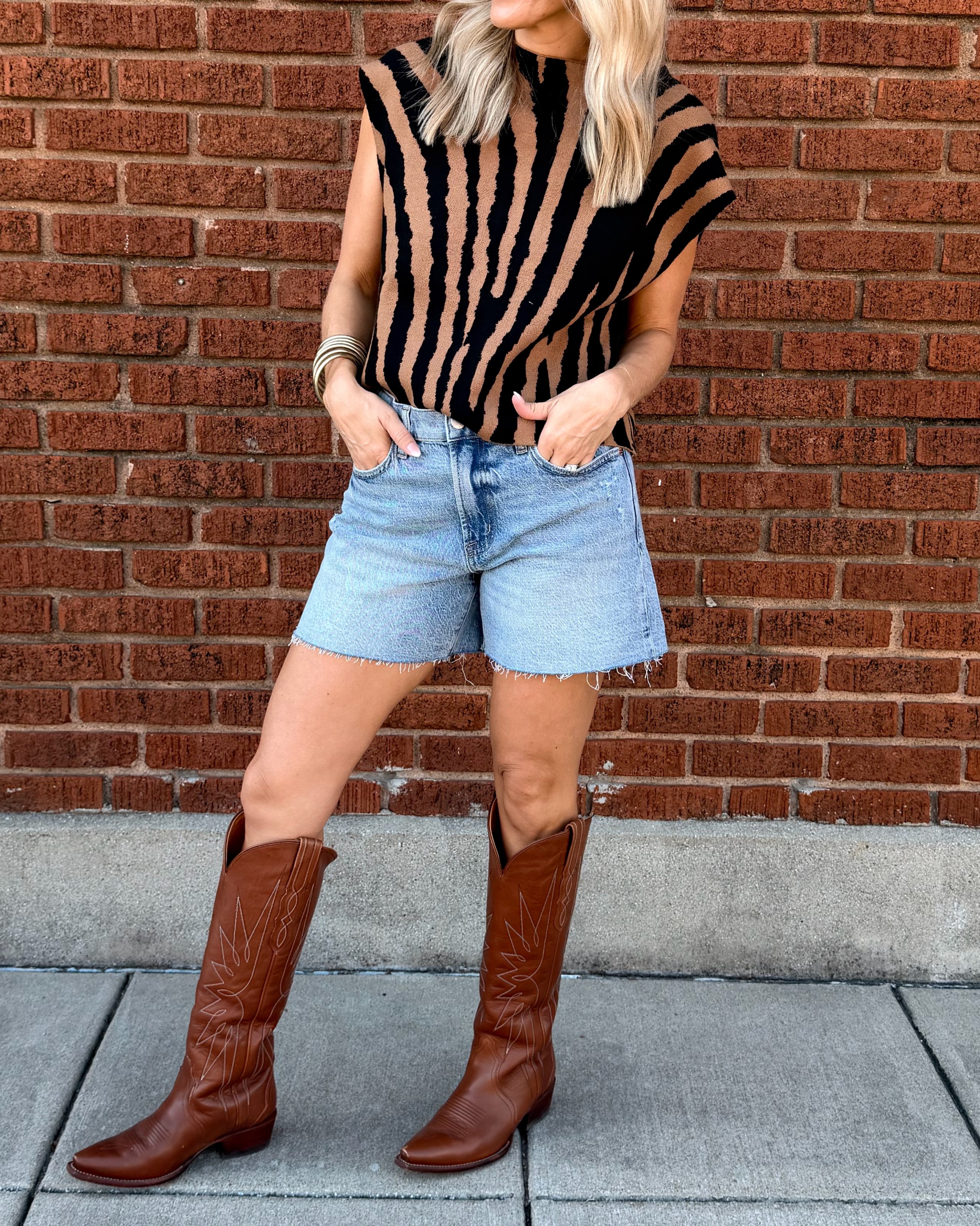 Tiger Boxy Sweater Top