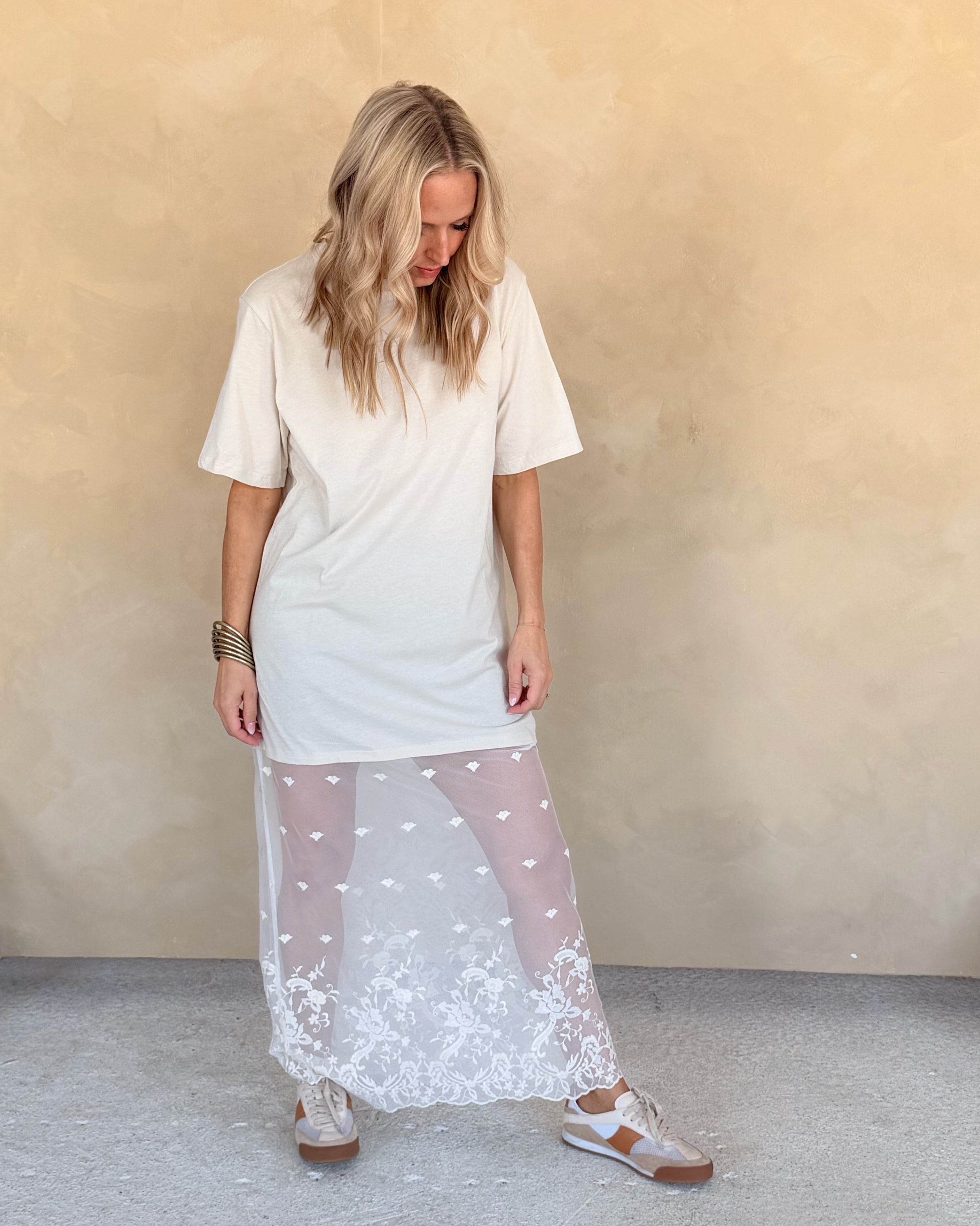 Floral Lace T-shirt Dress