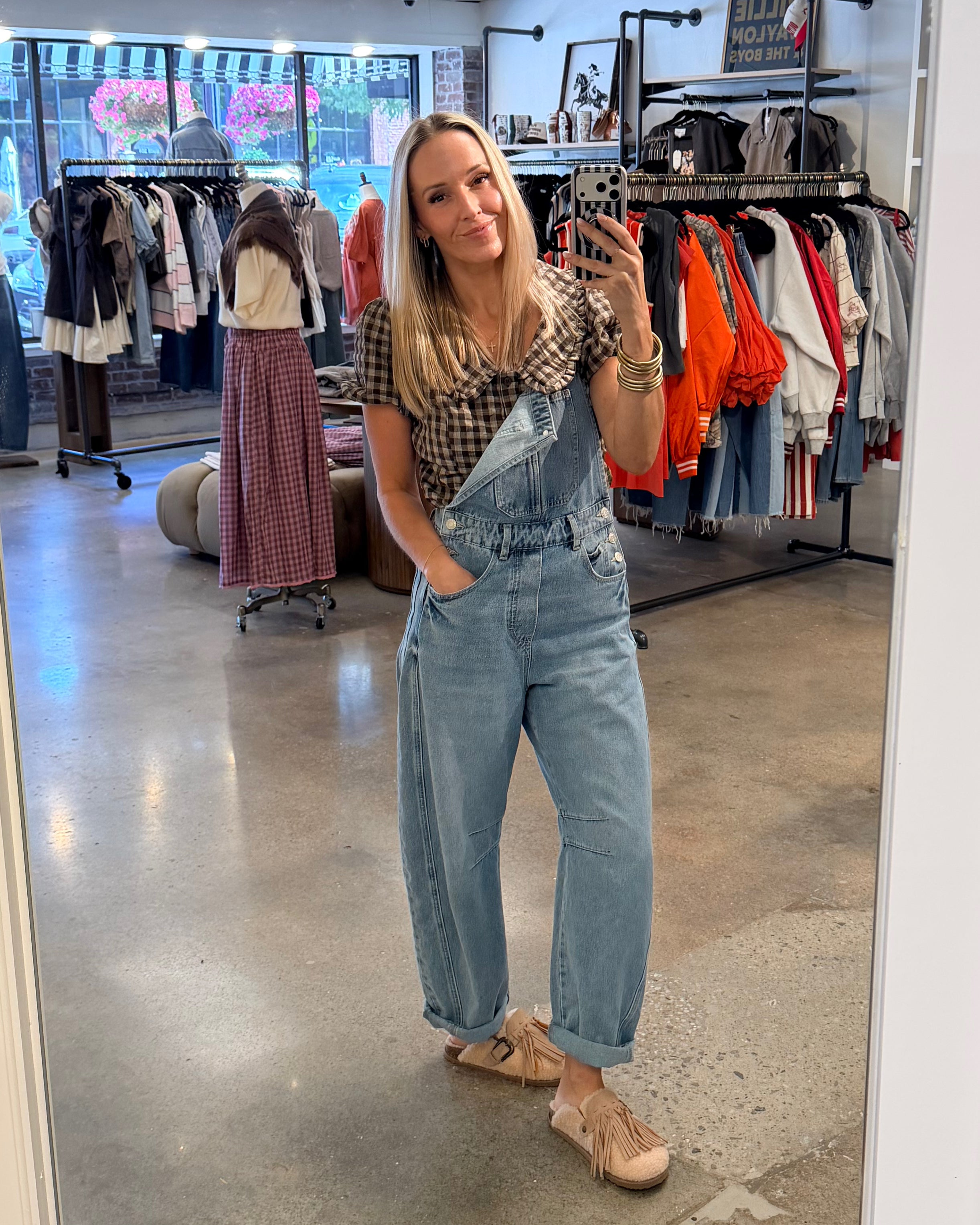Denim Barrel Overalls