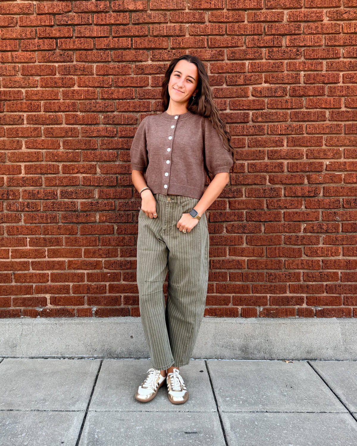 Pinstriped Barrel Pants