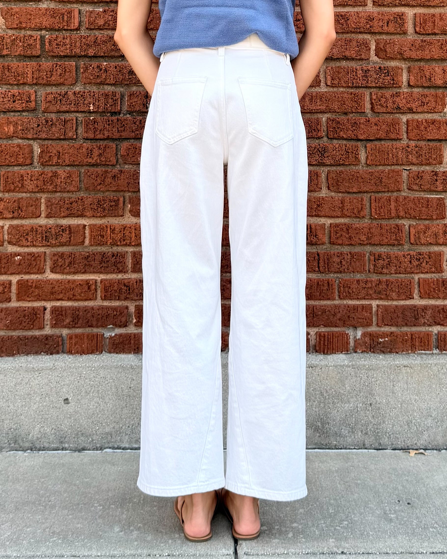Kyra High Rise Bowed Ankle Jean by Pistola in Antique White