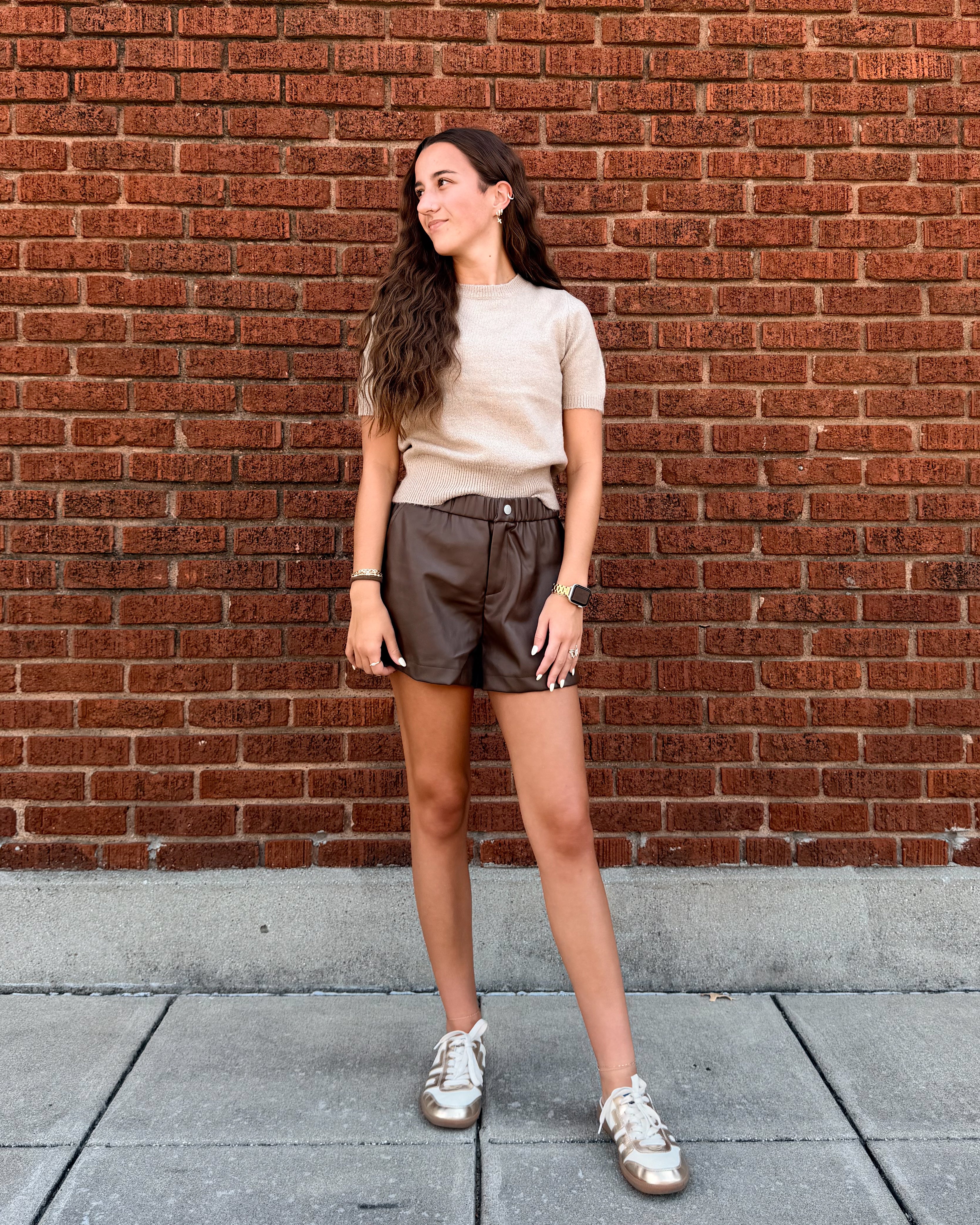 Elastic Waist Pleather Shorts