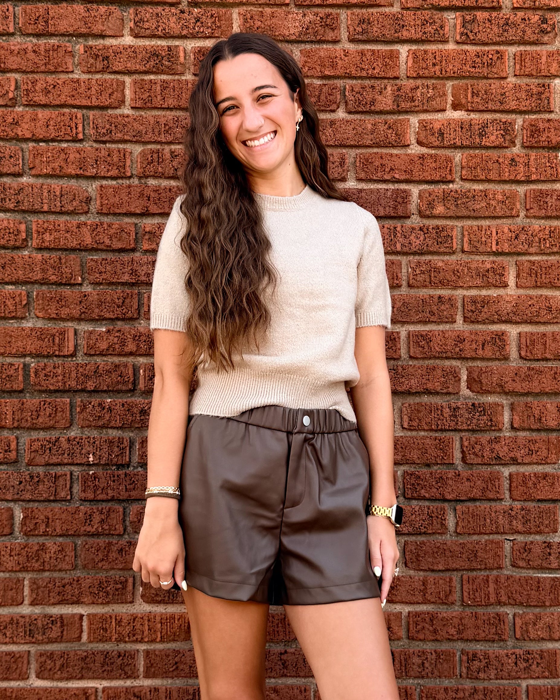 Elastic Waist Pleather Shorts