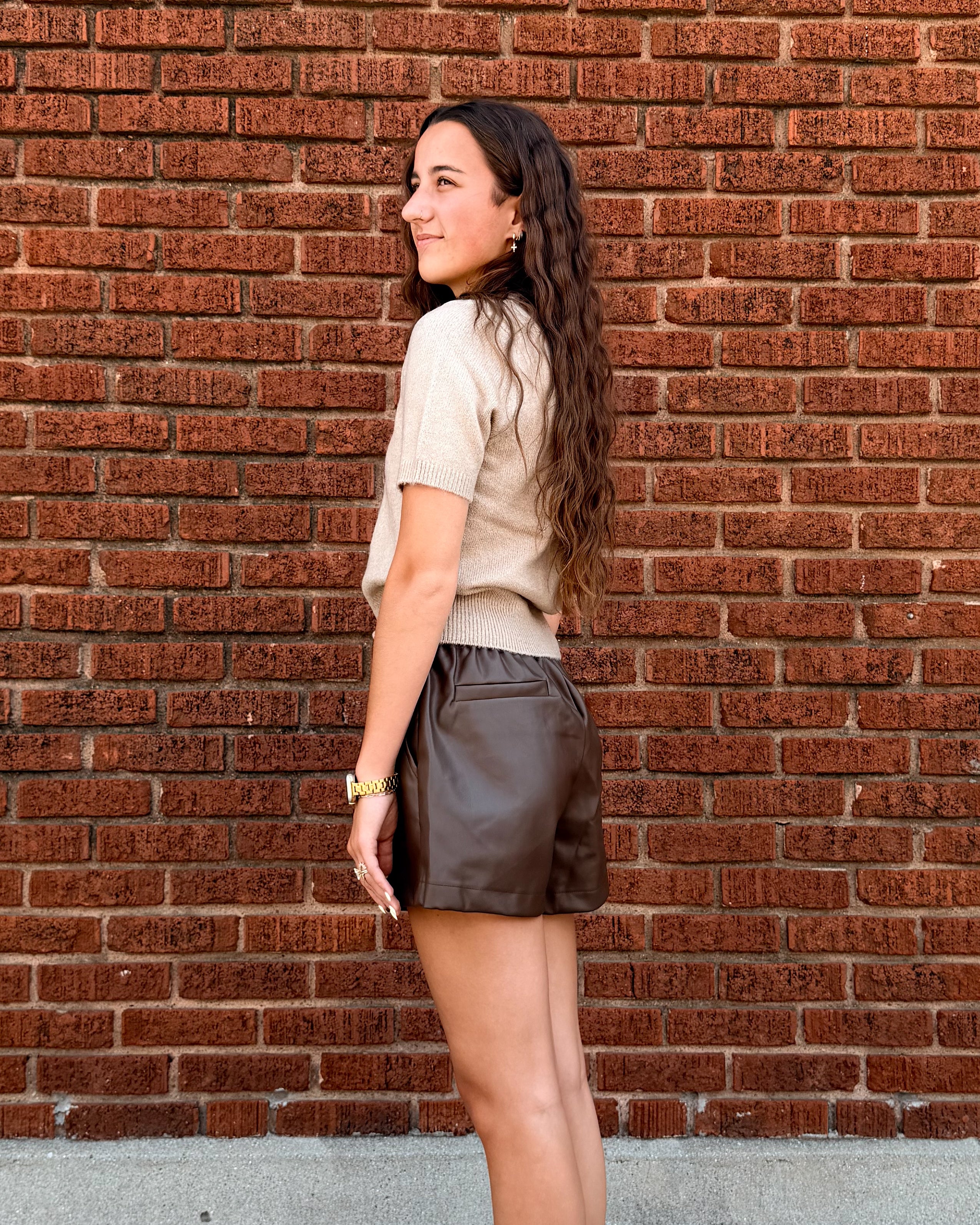 Elastic Waist Pleather Shorts