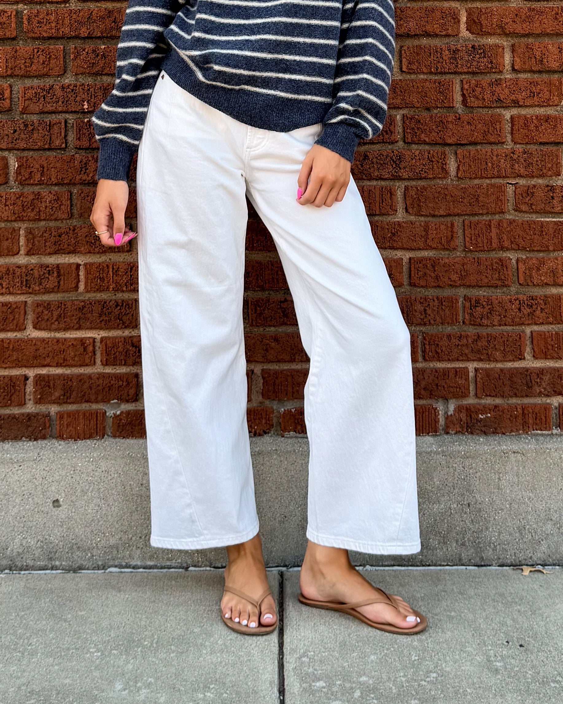 Kyra High Rise Bowed Ankle Jean by Pistola in Antique White