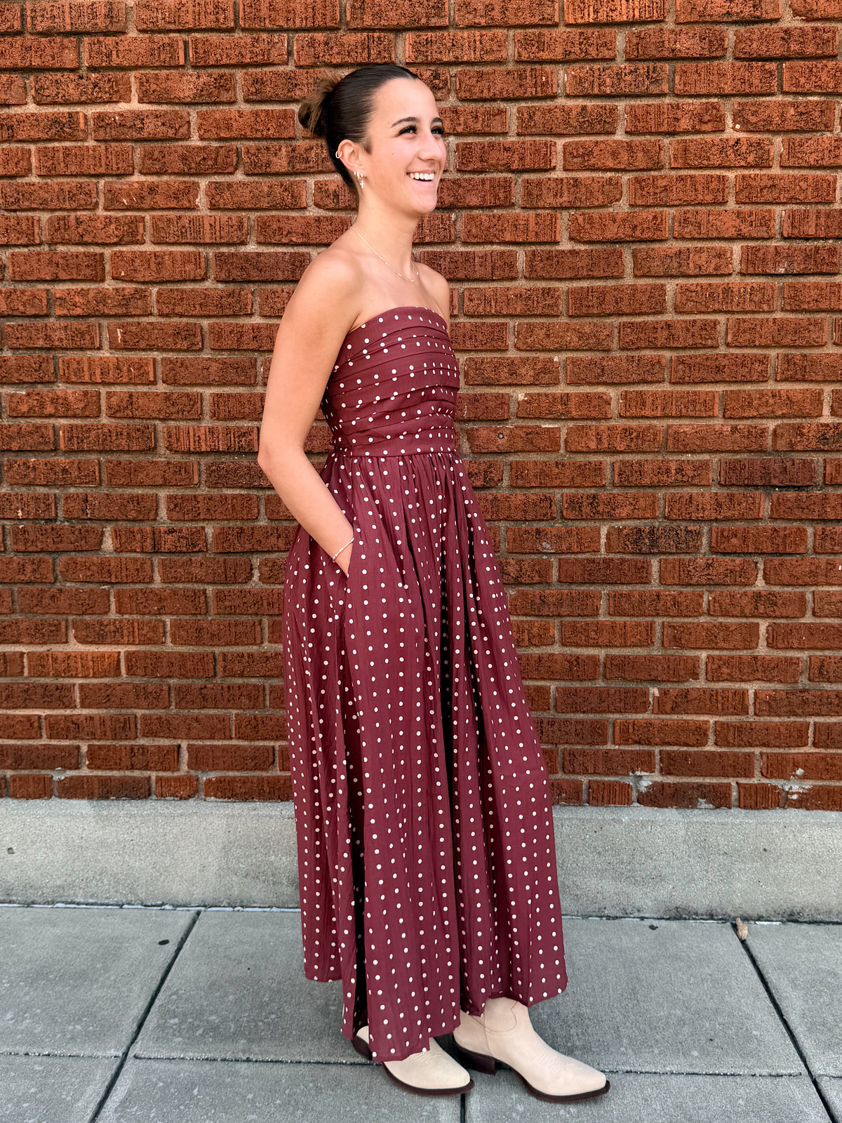 The Dottie Strapless Maxi Dress