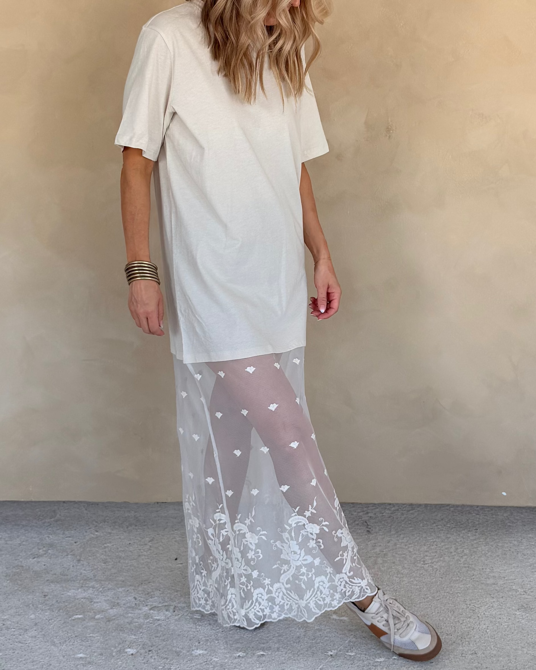 Floral Lace T-shirt Dress