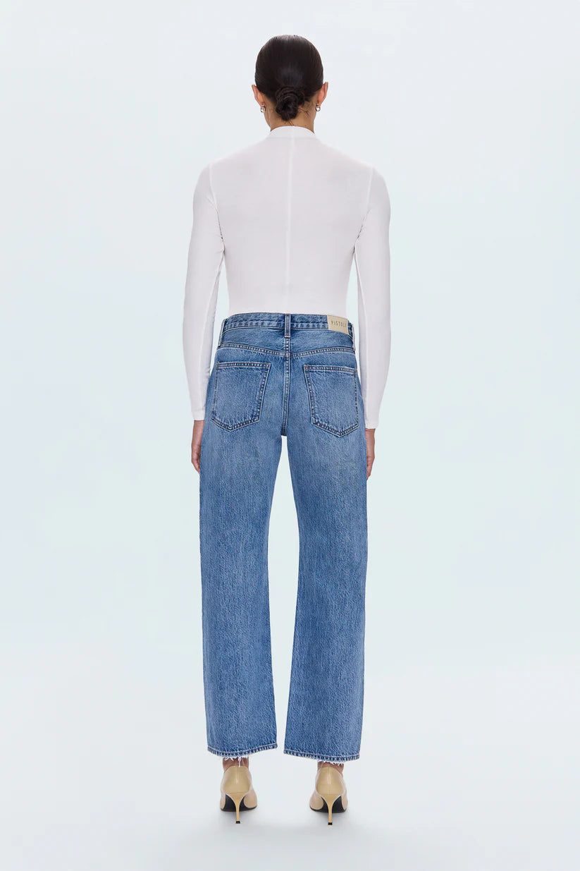 Lexi Mid Rise Bowed Straight Jean by Pistola in Metropolis