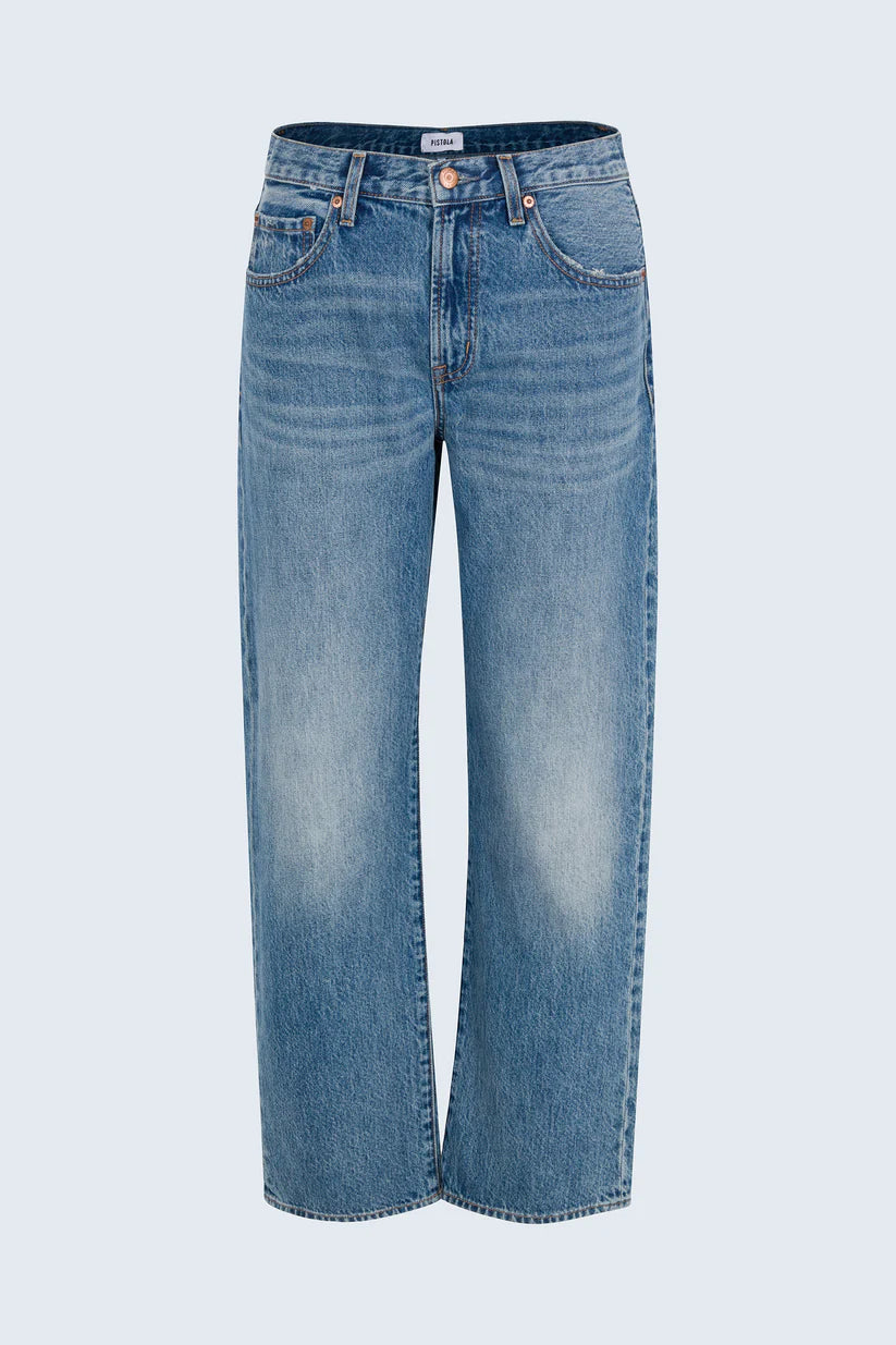 Lexi Mid Rise Bowed Straight Jean by Pistola in Metropolis