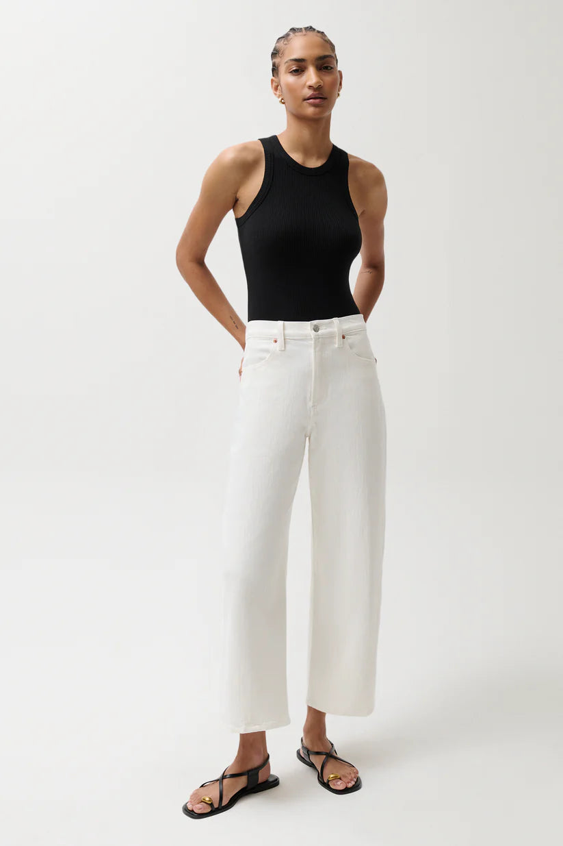 Kyra High Rise Bowed Ankle Jean by Pistola in Antique White