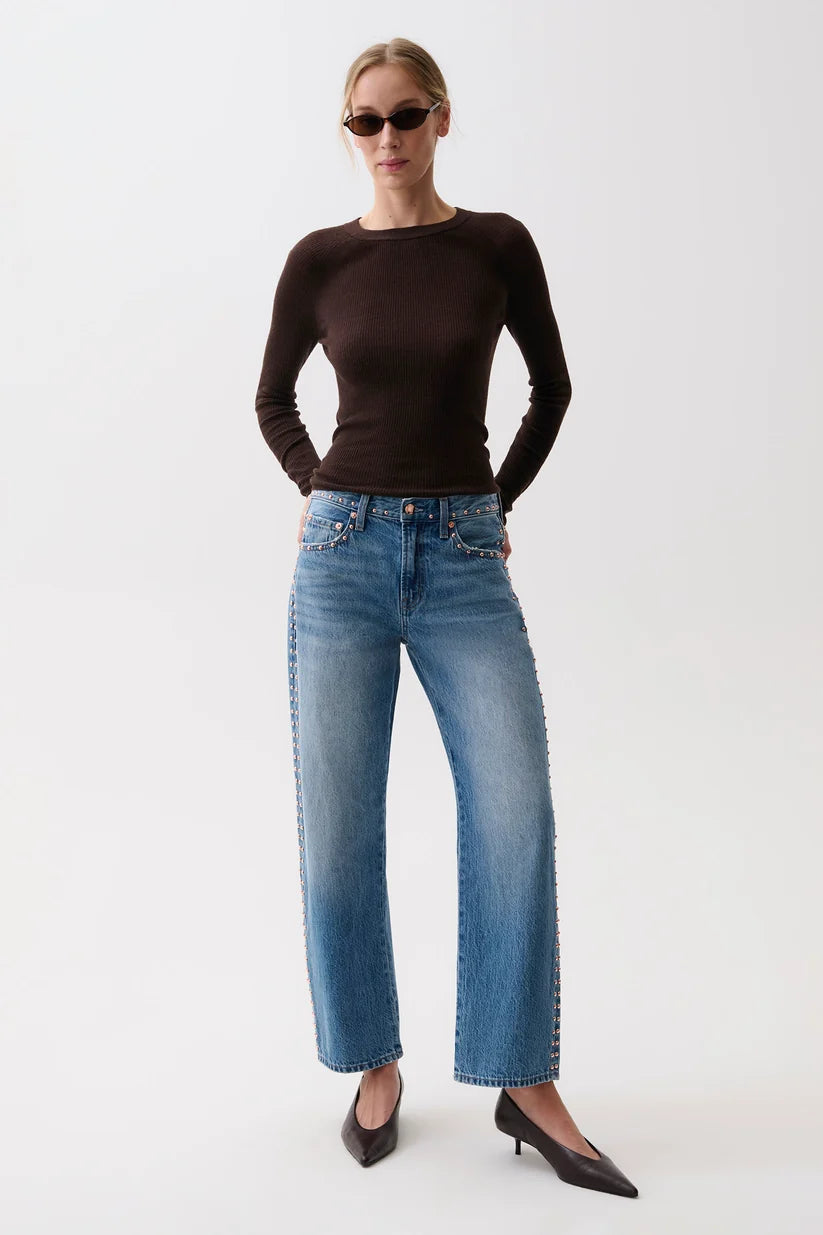 Star Studded Lexi Mid Rise Bowed Straight by Pistola