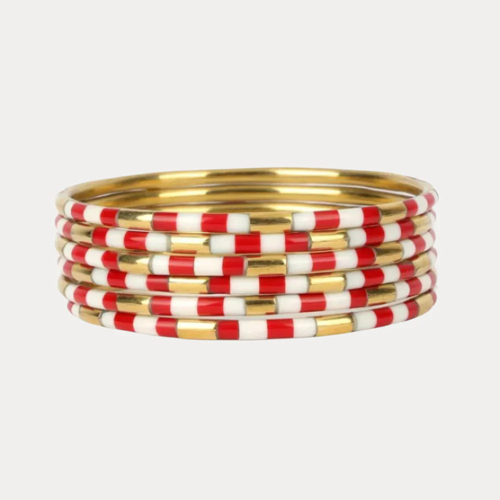 Red/White Veda Bangles - SET OF 6