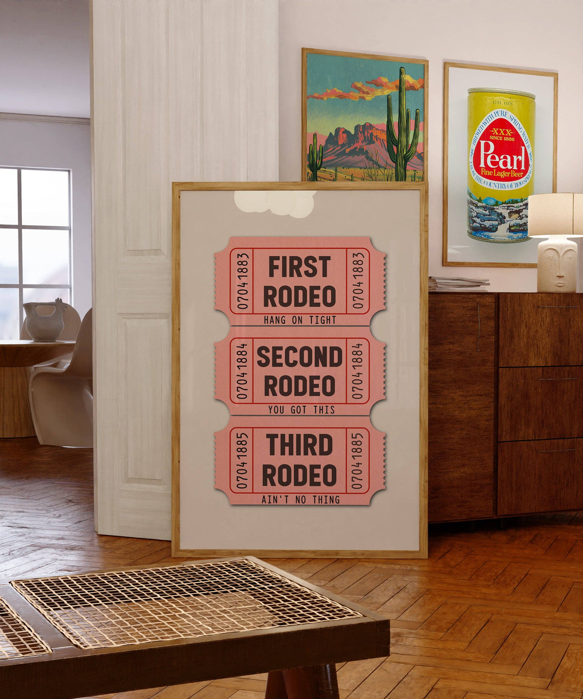 First Rodeo Ticket Stub Art Print Pink (FLAT)