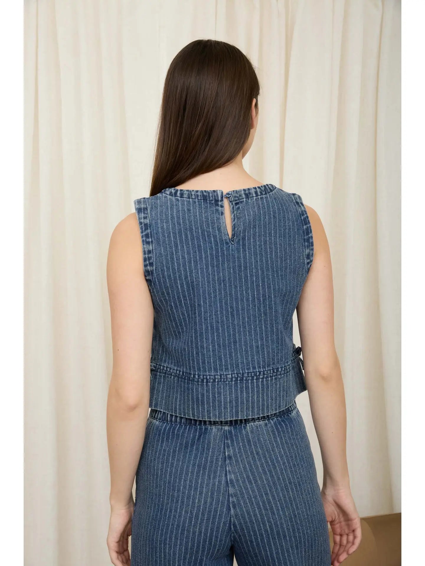 Stripe Washed Denim Top