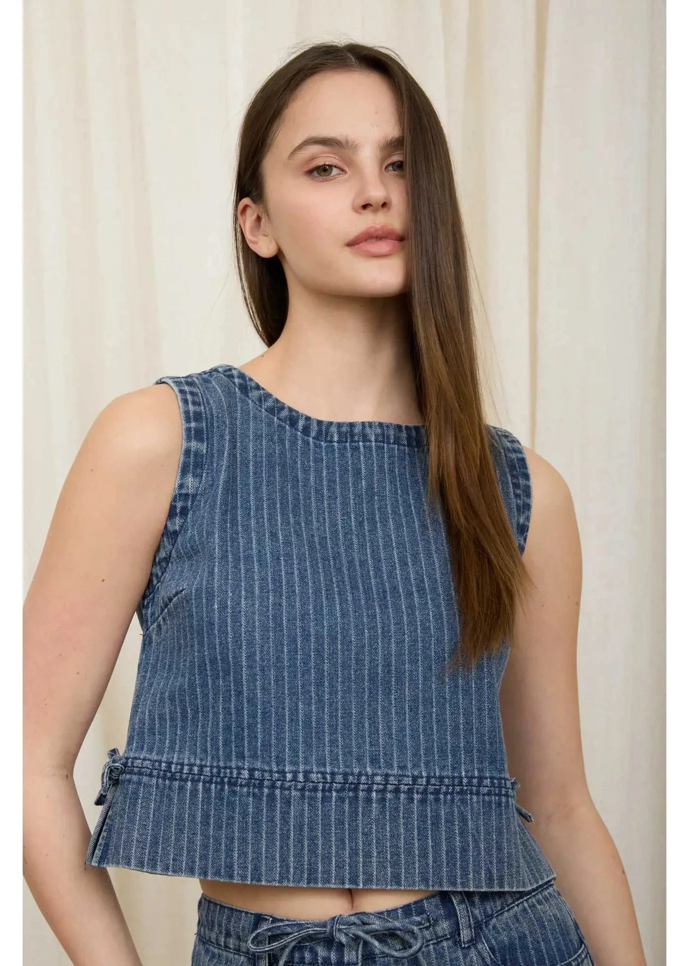 Stripe Washed Denim Top