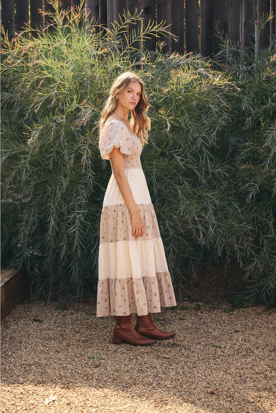 Floral Smocked Tiered Midi Dress