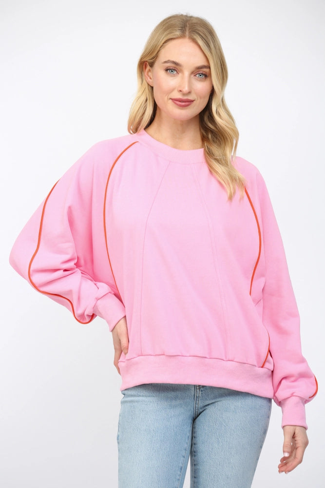 Piped Raglan Sleeve Sweatshirt