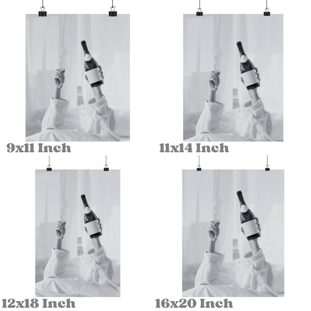 Champagne Problems Bedroom Monotone Wall Art Prints