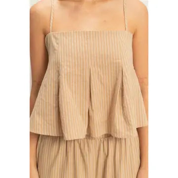 Spaghetti Strap Top and Wide-Leg Pants Set