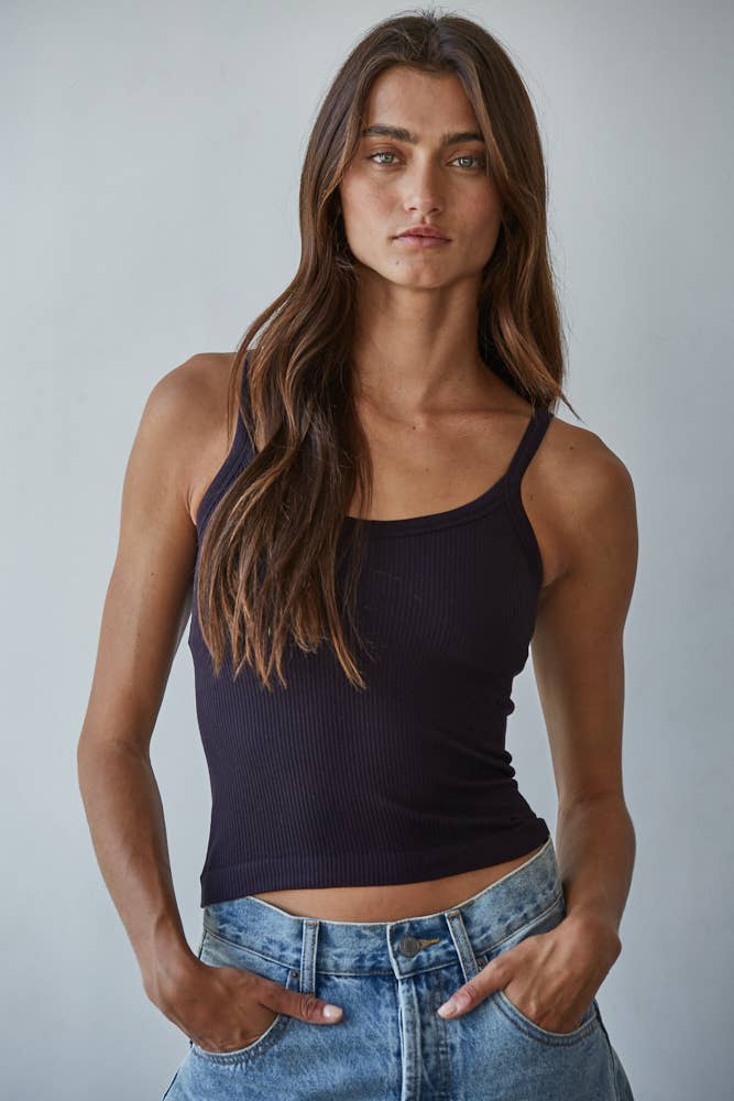 S1280N | Seamless Ribbed Tank with Inner Padded Lining
