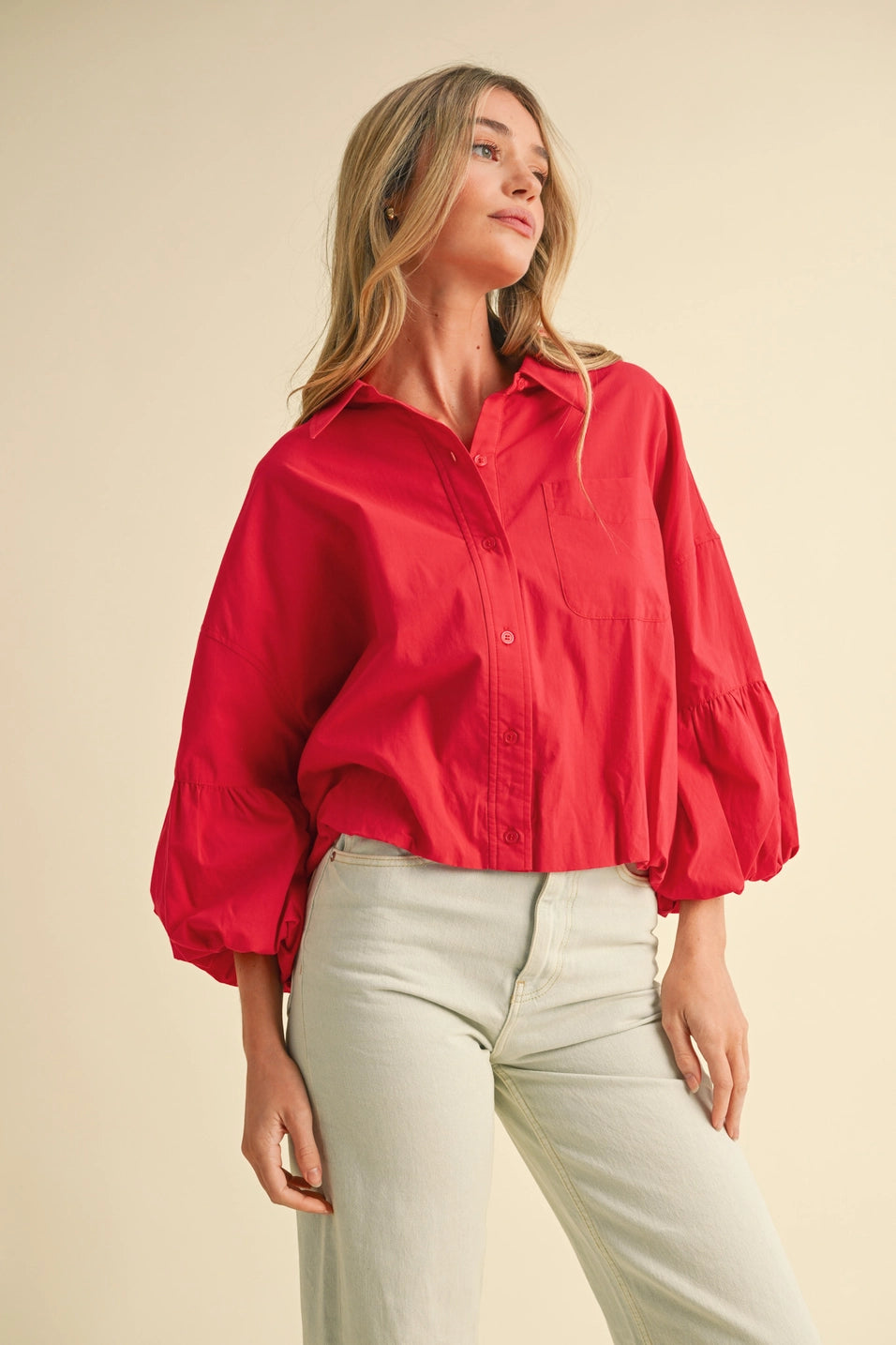 Bubble Sleeve Button Down