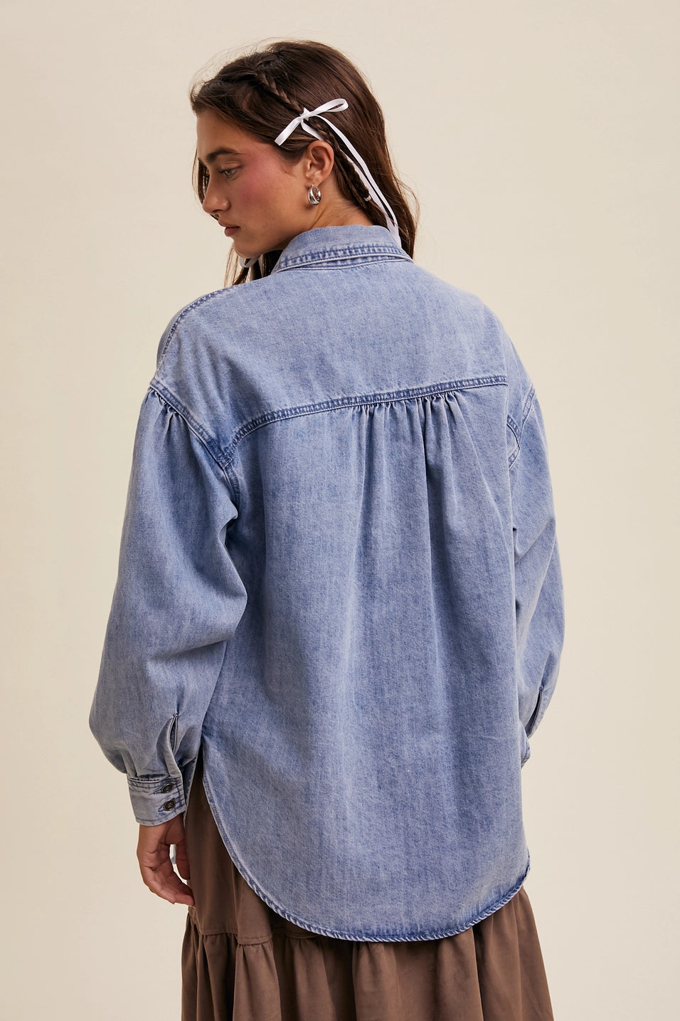 Heart Pocket Oversized Denim Jacket