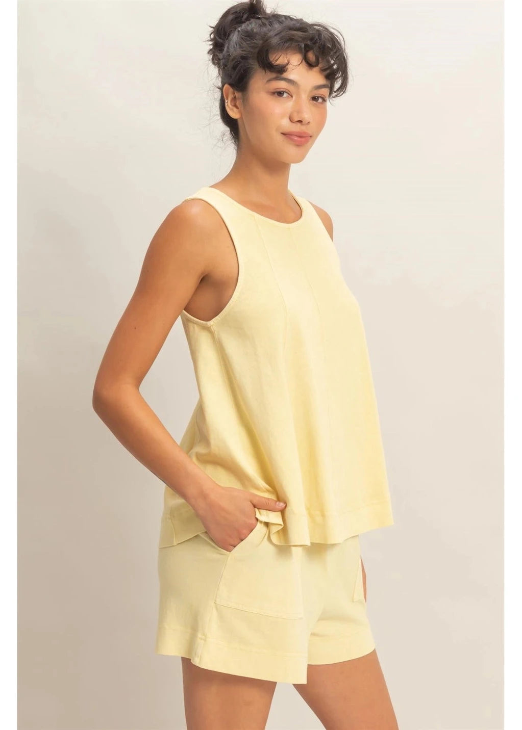 Sleeveless Round Neck Top & Shorts Set