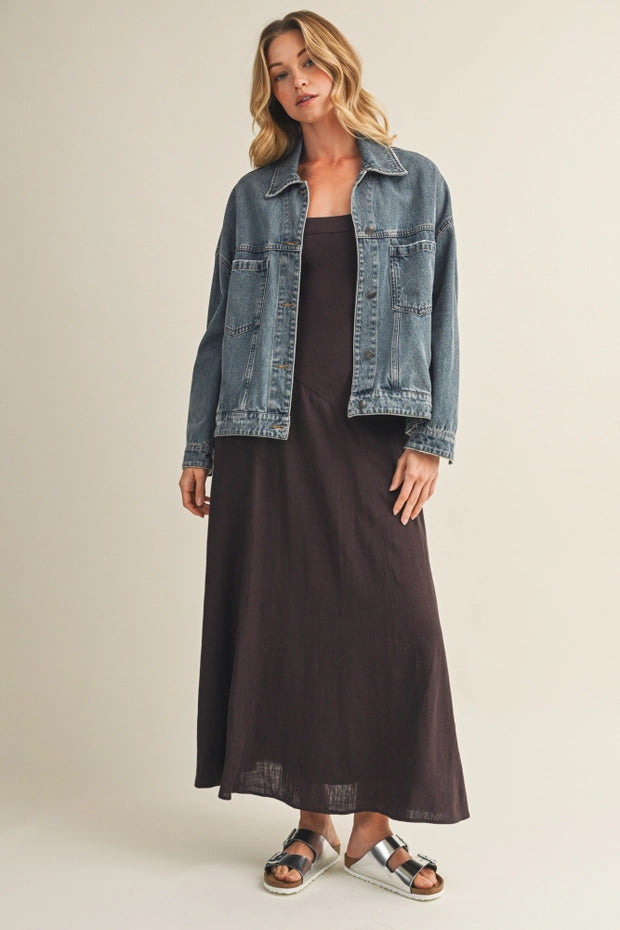 Shania Pleated Back Denim Jacket