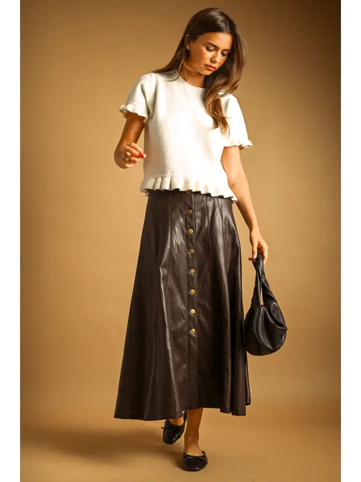 Ruffle Hem Short Sleeve Sweater Top