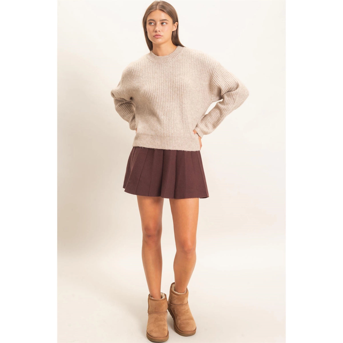 Jane Ribbed Crew Neck Sweater